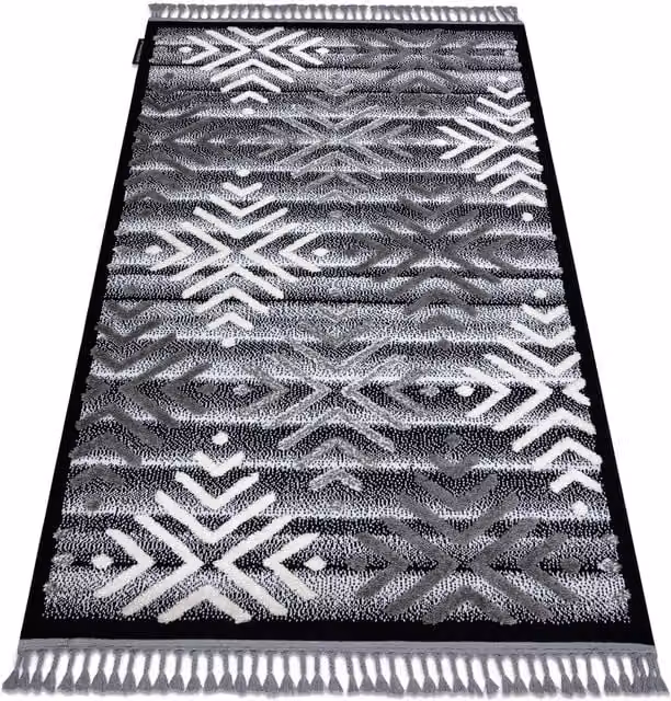 RugsX Moroccan Rug in Black and Grey, W: 160 cm, L: 220 cm
