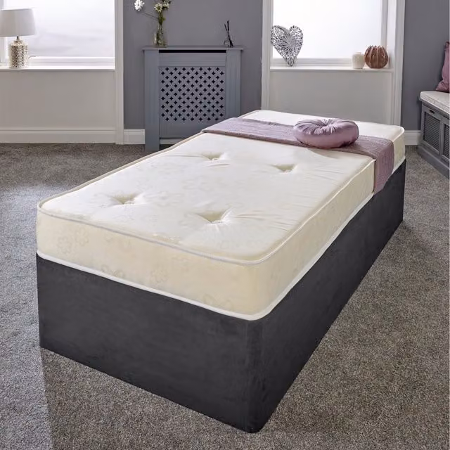 Damask Essentials Gold Comfort Tufted Bonell Spring Mattress in Gold and White, W/D/H: 90 x 200 cm