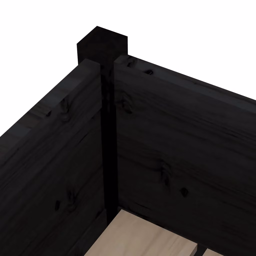 Berkfield Home Garden Black Solid Pinewood Planter Tubs, 2 Pack, W/D/H: 70 x 70 x 70 cm – 5