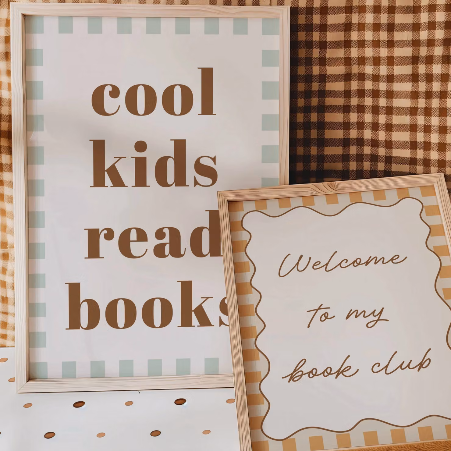 Autumns Corner Welcome To My Book Club Checkerboard Paper Poster in Mustard Yellow – 3