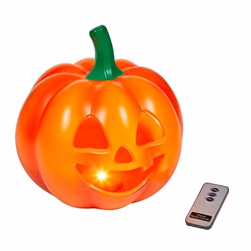 Lights4fun Jack-O-Lantern Halloween LED Pumpkin Decoration, Orange and Green, Height: 25 cm – 2