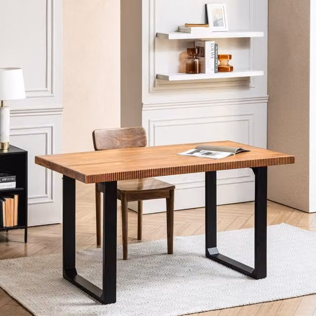MH London Modern Rectangular Mango Wood Writing Desk in Brown