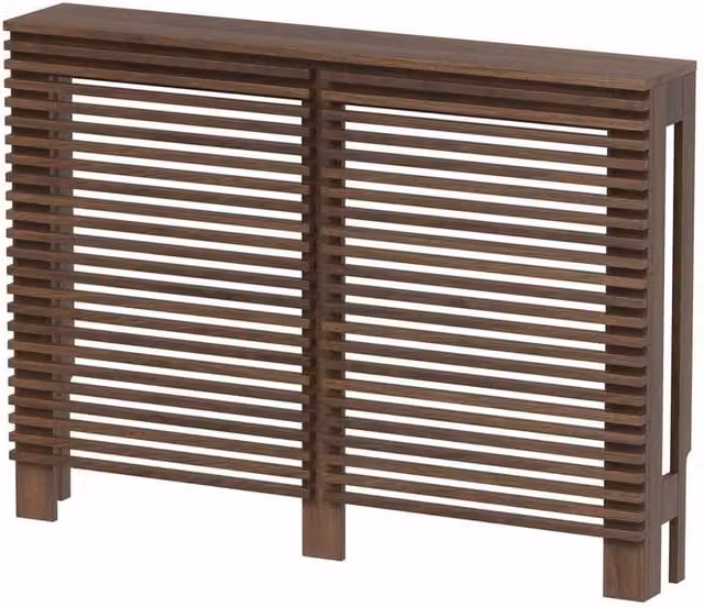 FORGEVIO Modern Walnut Radiator Cover with Horizontal Slat Shelves in Brown