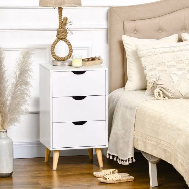 HOMCOM 3-Drawer Chest of Drawers in White – 1
