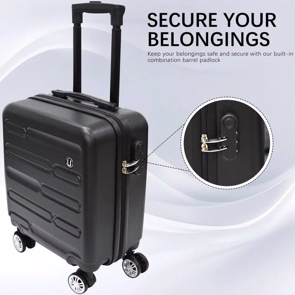 Havendro ABS Carry On Cabin Luggage Hand Suitcase, Black, W/D/H: 55 x 35 x 20 cm – 4