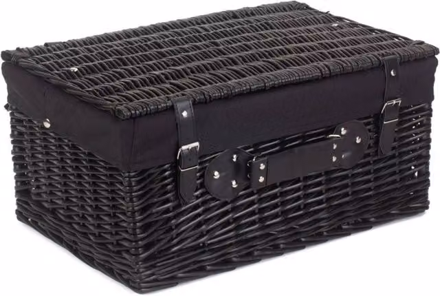 Red Wicker Hamper Picnic Basket with Black Cotton Lining – 1