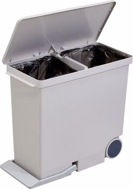 Living and Home 26L Foot-Operated Dry and Wet Separation Trash Bin with Lid, Grey – 1