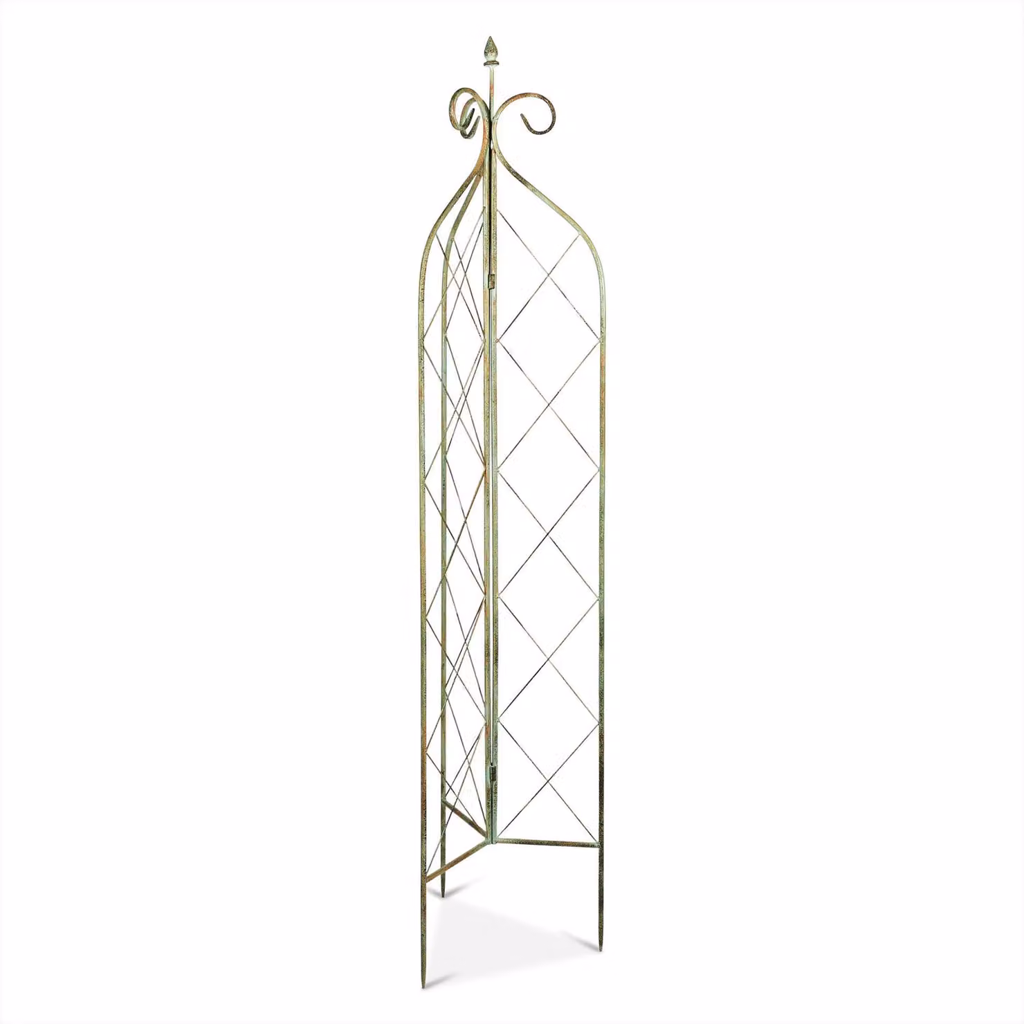 Inspirational Gifting Verdigris Metal Folding Obelisk Plant Support Trellis in Green, H 160 cm x W 35 cm x D 35 cm – 3