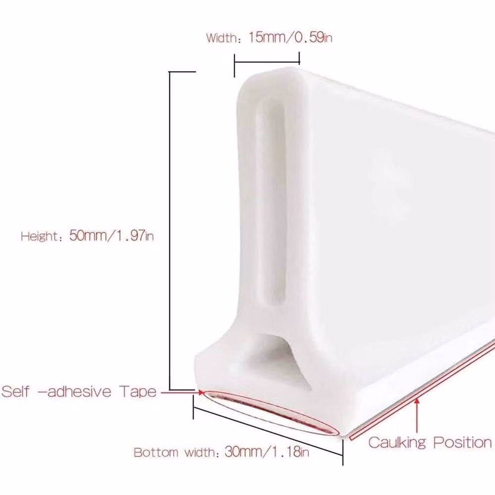 NESTLUNE White Silicone Flexible Bathroom Shower Water Stopper Seal Strip – 2