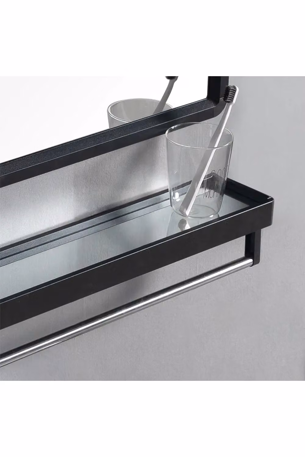 Living and Home Black Rectangular Bathroom Mirror with Shelf, W: 40 cm, D: 60 cm, H: 60 cm – 3