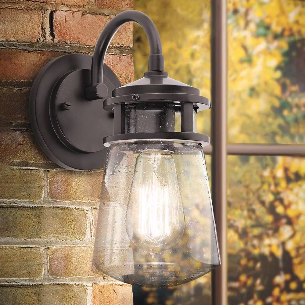 Netlighting Lyndon Outdoor Medium Wall Lantern Light in Architectural Bronze and Brown with Transparent Glass, IP44, E27 – 2