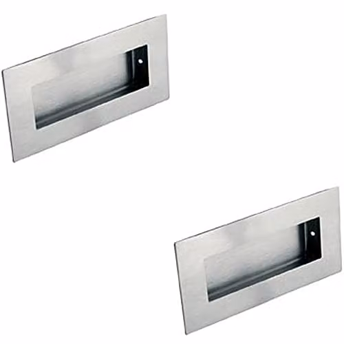 Loops 2 Pack Low Profile Recessed Flush Pull in Brushed Satin Stainless Steel, W: 102 mm, H: 51 mm, D: 10 mm