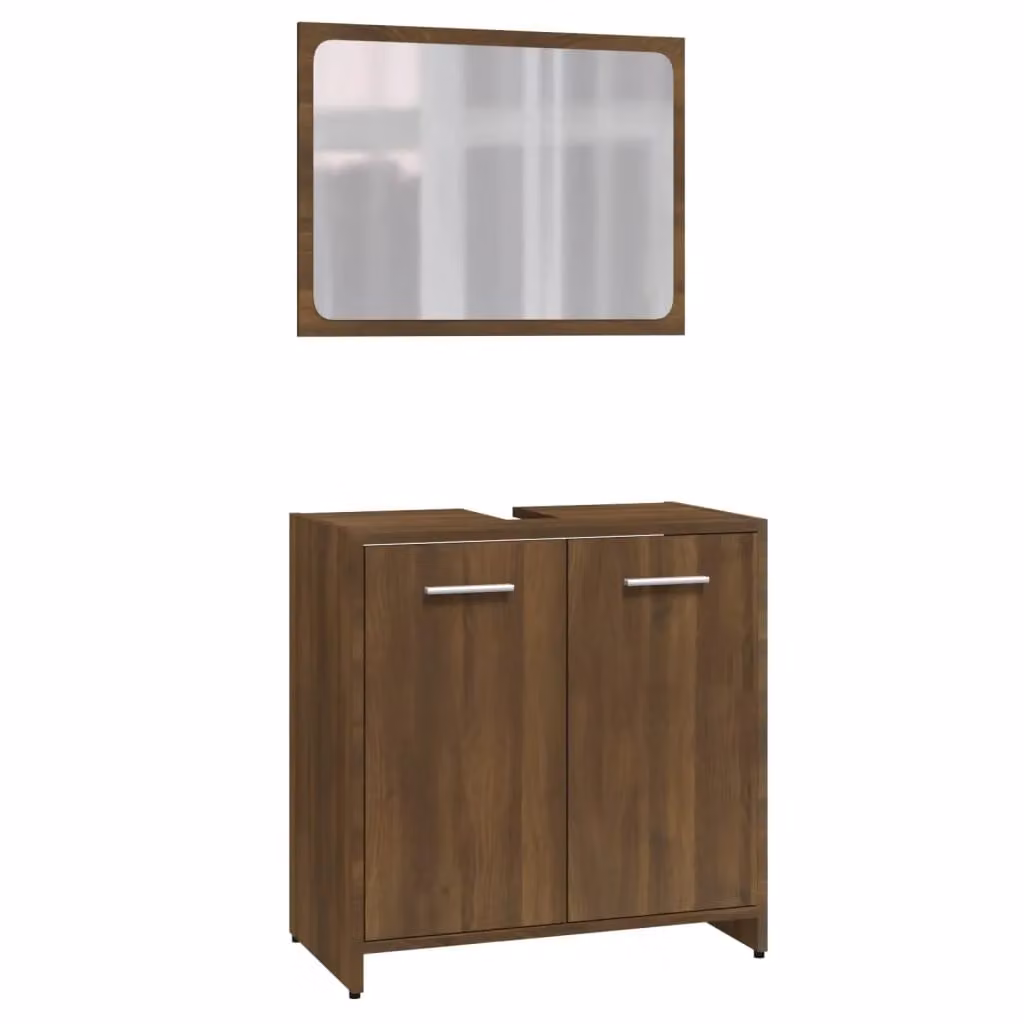 Berkfield Home Modern Brown Oak Mirror Cabinet – 1