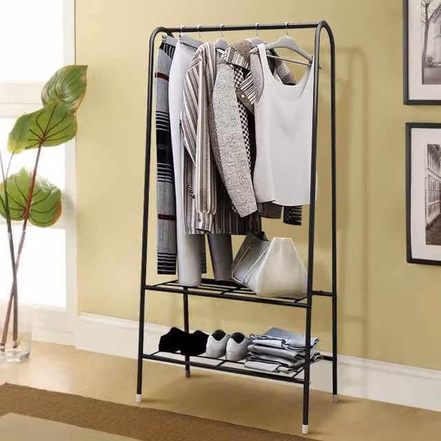KORVIXA Black Metal Clothes Rail, W/D/H: 60 x 36 x 152 cm – 1