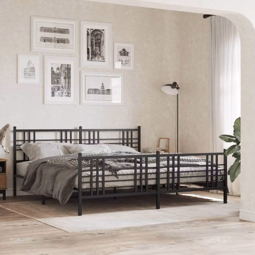 Berkfield Home Metal Bed Frame with Footboard, Black, W/D/H: 198 x 90 x 198 cm – 2