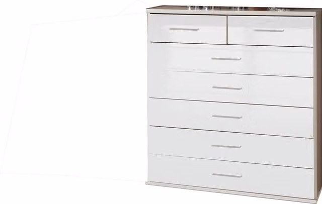 Clack 5 Drawer Chest of Drawers in White Gloss, 90cm Wide