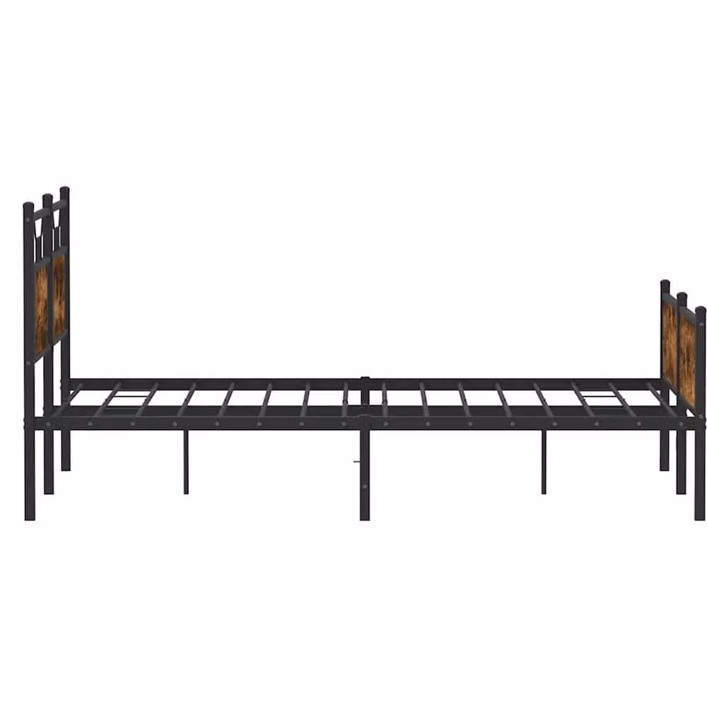 Berkfield Home Bed Frame in Smoked Oak and Brown Engineered Wood, W/D/H: 140 x 190 cm – 4