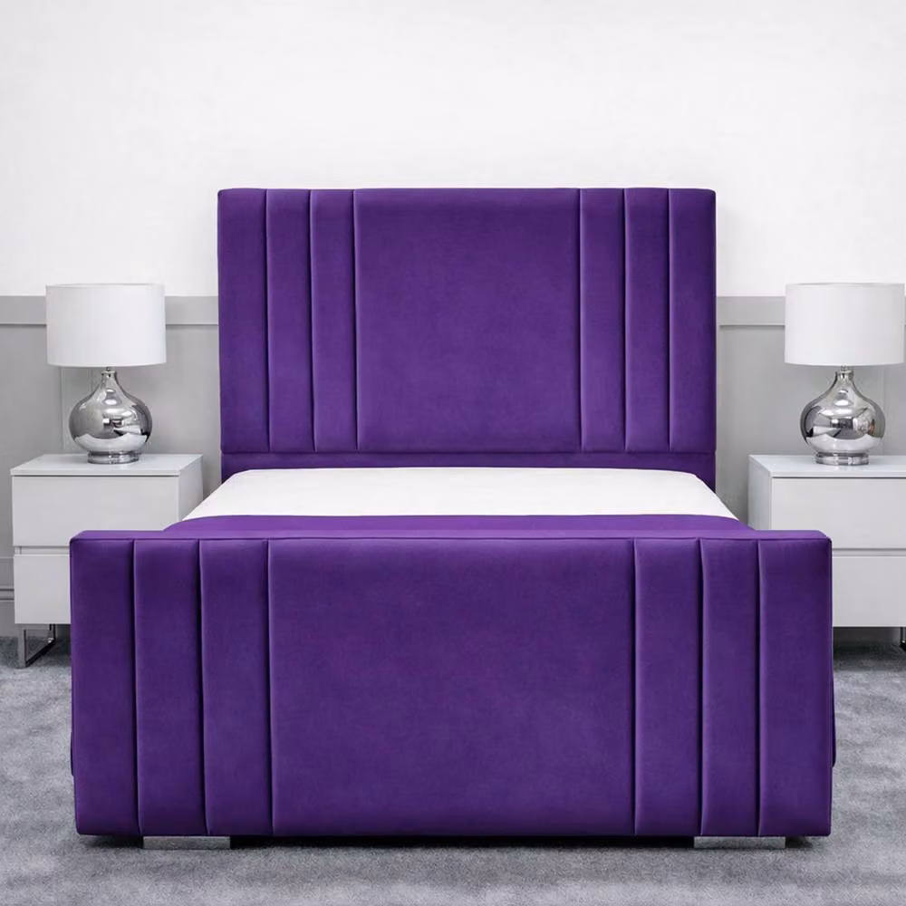 Living Comfort Bedz Canberra Small Double Upholstered Velvet Gas Lift Storage Bed in Purple, W/D/H: 120 x 200 cm – 2