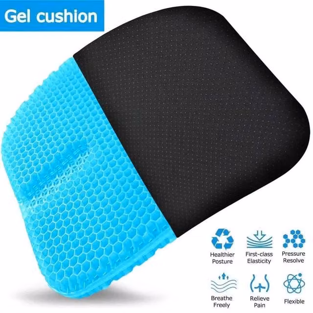 FLAVORA Cooling Honeycomb Breathable Gel Seat Cushion, Blue, W/D: 150 x 100 cm
