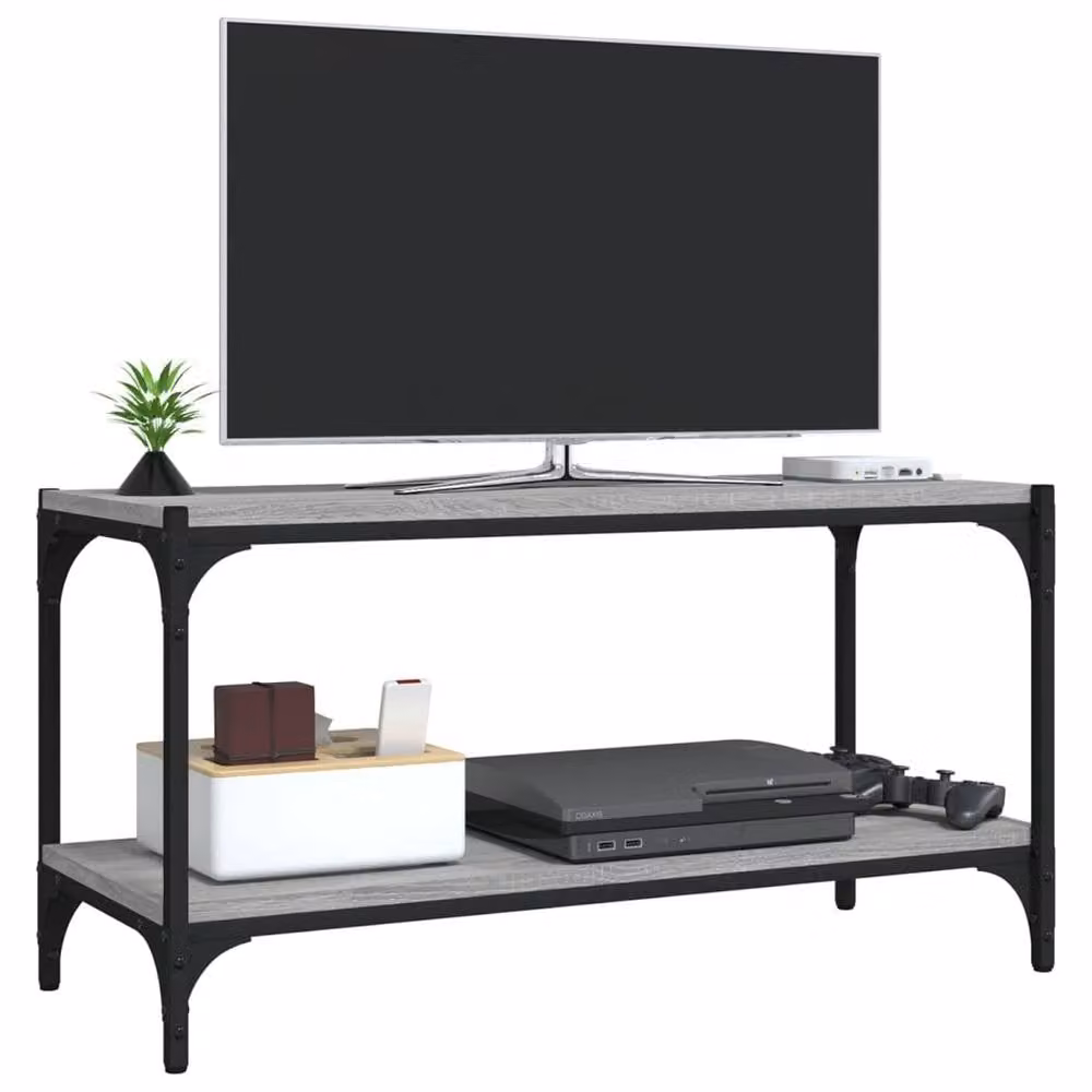 Berkfield Home Grey Sonoma TV Cabinet in Engineered Wood and Steel, W/D/H: 80 x 33 x 41 cm – 3