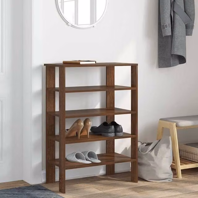 Berkfield Home Oak Shoe Rack in Brown, W/D/H: 61 x 32 x 87.5 cm