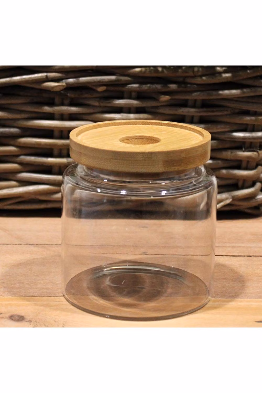 KDMD Cottage Bamboo Glass Jar in Transparent, Diameter: 10 cm – 3