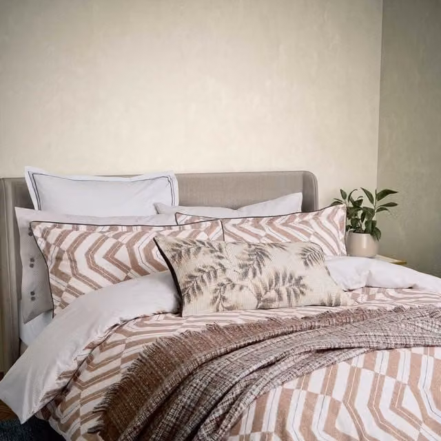 Bedeck of Belfast Osanna Kingsize Cotton Percale Duvet Cover and Pillowcase Set, Grey, Brown and Multicolour, W: 180 cm, L: 200 cm