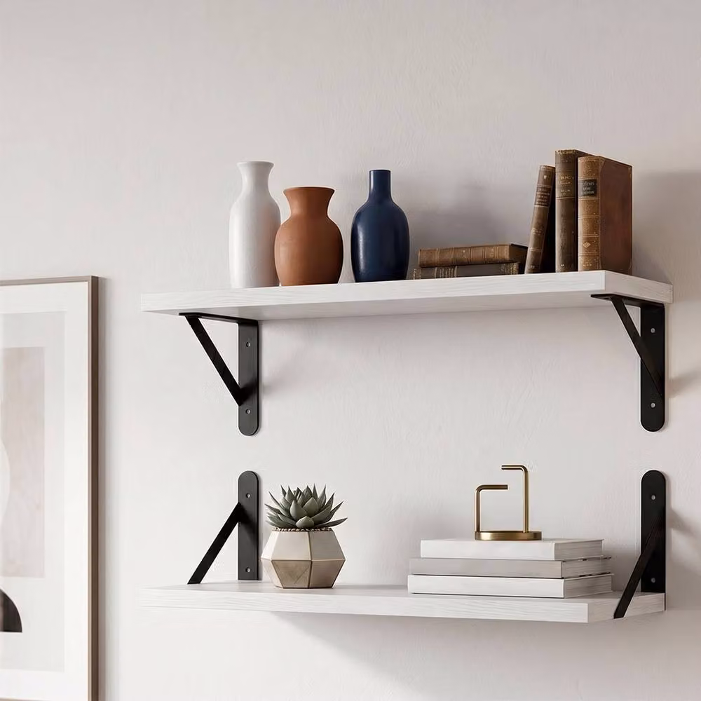 Levede Set of 2 Rustic White Wall Mounted Floating Shelves – 2