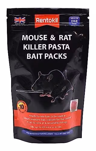 Rentokil FMR52 Mouse and Rat Killer Pasta Bait Packs, Black, W/D/H: 11 x 11 x 11 cm