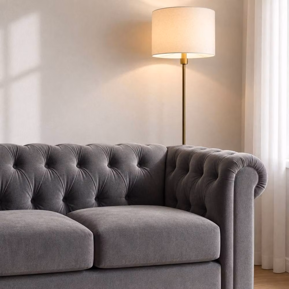 Sofaya Hampton 3 Seater Chesterfield Sofa in Grey Velvet – 3