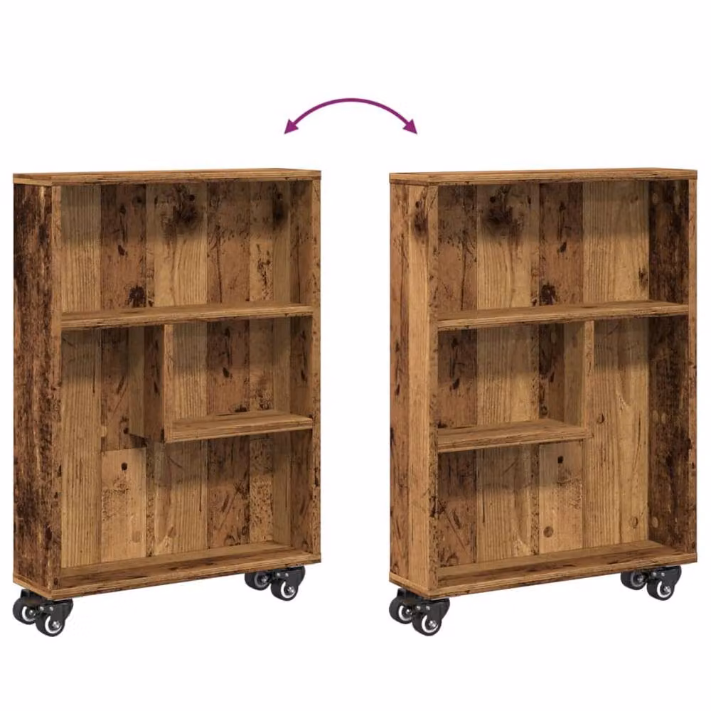 Berkfield Home Narrow Storage Trolley in Old Wood Brown, W: 48 cm, D: 13 cm, H: 68 cm – 4