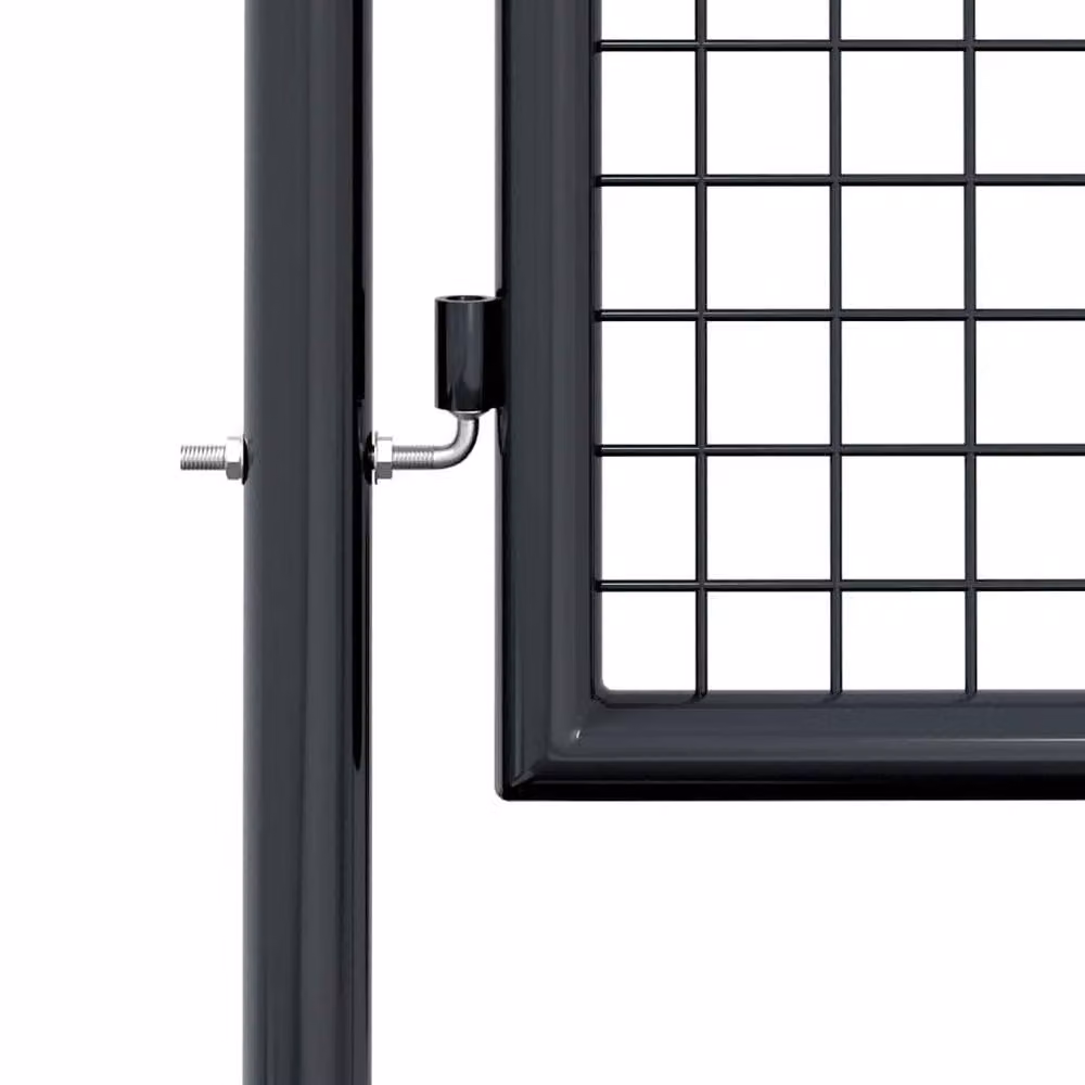 Berkfield Home Grey Galvanised Steel Mesh Single Swing Garden Gate, W: 100 cm, H: 125 cm – 4