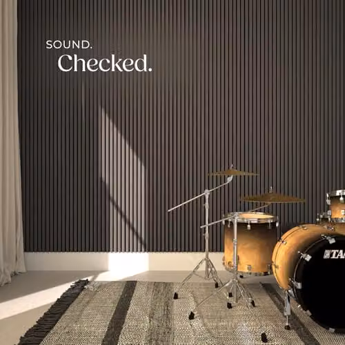tectake Set of 4 Acoustic Wall Panels with Real Wood Veneer and MDF, Grey, W: 120 cm, D: 60 cm, H: 2.1 cm – 7