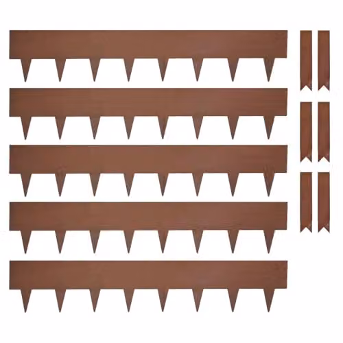 Nicoman Metal Garden Border Edging Set for Lawns and Raised Beds, 5 x 100 cm Panels, Height: 20 cm, Available in Brown, Black or Bronze – 1