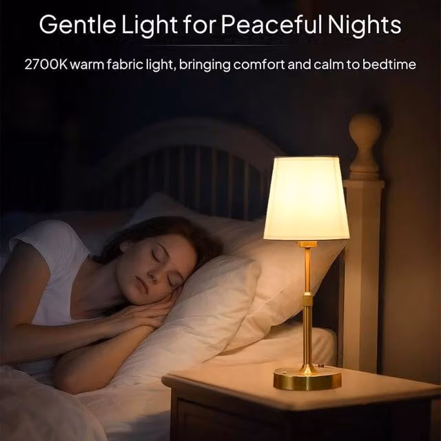 VOGREX Modern Rechargeable Dimmable Table Lamp in Gold/Brass