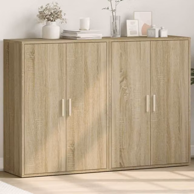 Berkfield Home Set of 2 Sonoma Oak Sideboards in Brown, W/D/H: 60 x 31 x 84 cm
