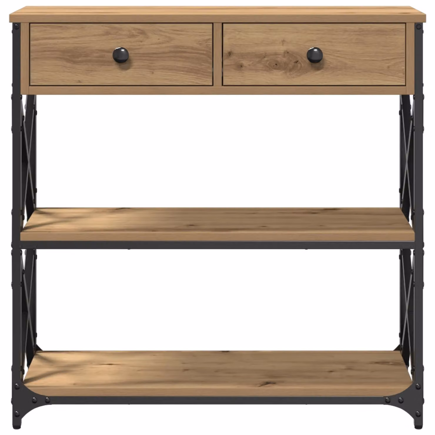 Berkfield Home Artisan Oak Console Table in Brown and Black, W/D/H: 75 x 28 x 75 cm – 4
