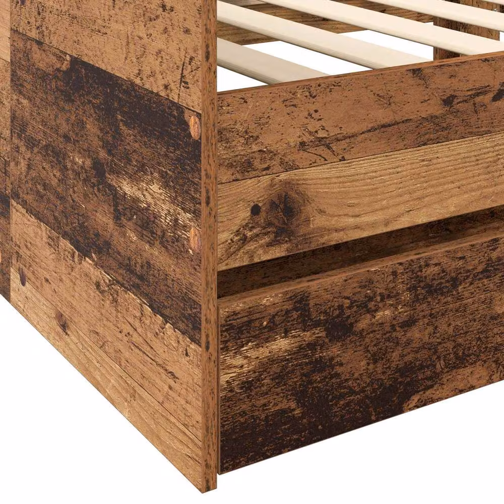Berkfield Home Bed Frame with Storage in Old Wood Brown, W: 80 cm, L: 200 cm – 3