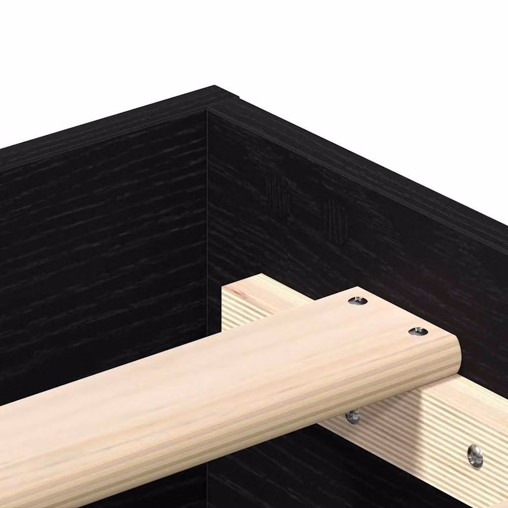 Berkfield Home Modern Black Oak Bed Frame W/D/H: 200 x 200 cm – 4