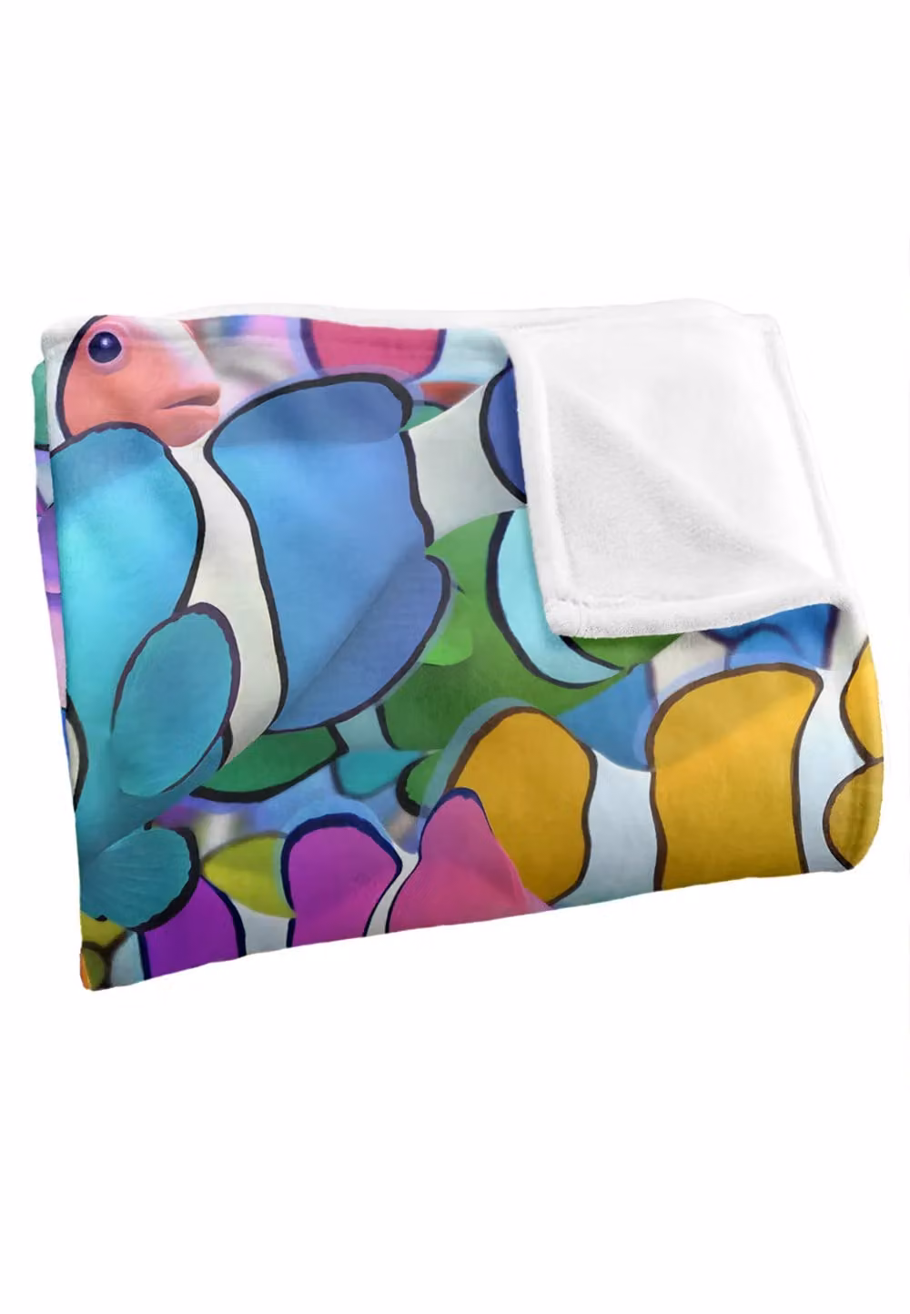 JQ Licensing Royce McClure Clown Fish Clown School Pattern Super Soft Fleece Throw Blanket, White, W/D/H: 152 x 127 cm – 3