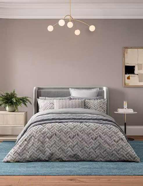 Bedeck of Belfast Danza Grey Graphic Pure Cotton Percale Bedding Set W/H: 140 x 200 cm