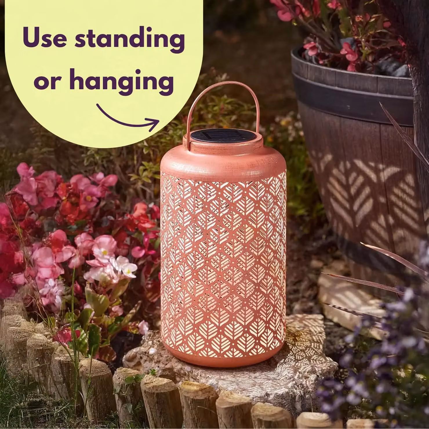 Marco Paul Solar LED Garden Lantern in Dusty Pink Terracotta Ceramic – 8