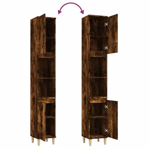 vidaXL Scandinavian Style Bathroom Storage Cabinet in Smoked Oak Brown with Hinged Doors – 3
