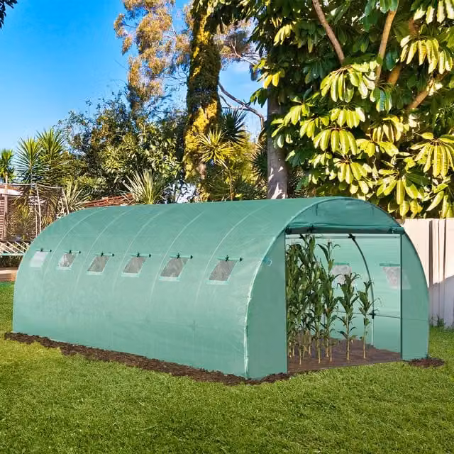 Outsunny Green Walk In Polytunnel Greenhouse for Flower and Vegetable Gardening
