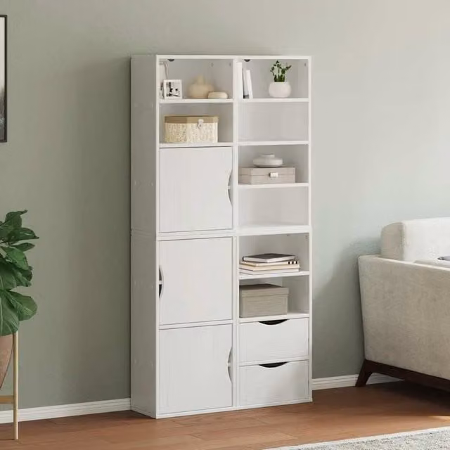 Berkfield Home ODDA Side Cabinets, Set of 4, White Solid Wood Pine, W: 40 cm, D: 24 cm, H: 79 cm – 1