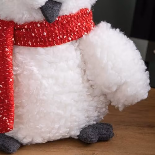 Samuel Alexander White and Multicolour Plush Christmas Goggle Owl Tabletop Decoration with Santa Hat, Height: 30 cm – 4