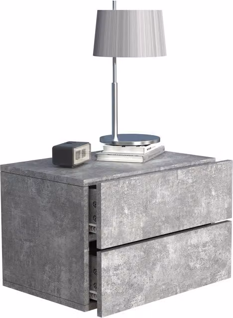 VCM Usal Modern Wooden Wall Hanging Bedside Table in Grey, W: 45 cm, D: 32 cm, H: 30 cm – 1