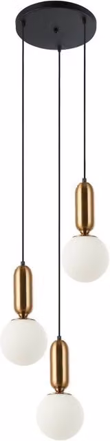 Netlighting Aldeva Modern 3 Light Cluster Pendant Ceiling Light in Brown and Gold/Brass with E27 Glass Spheres
