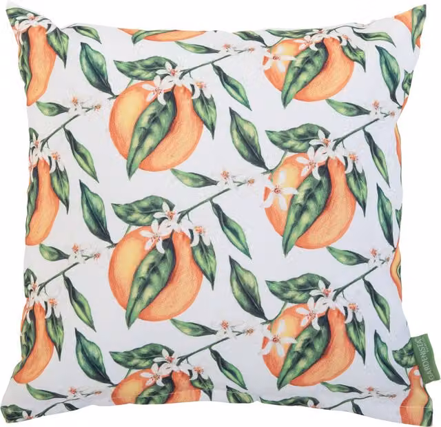 Gardenista Orange Floral Printed Outdoor Scatter Cushion, Small Square Polyester Pillow