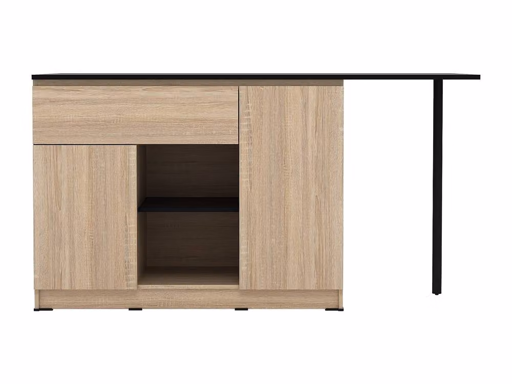Vente-unique Modern Kitchen Island with 2 Doors, 1 Drawer, and 2 Recesses in Black and White, W/D/H: 169.8 x 70.0 x 90.5 cm – 2